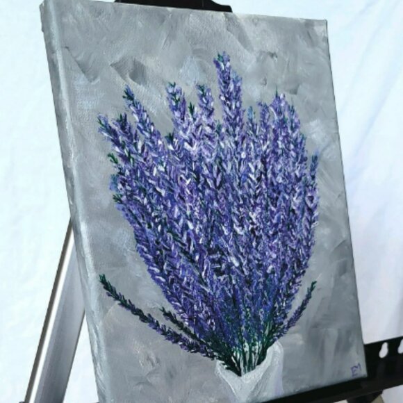 Original Lavender Sylvia Painting, 10x8, acrylic on canvas - Picture 3 of 4